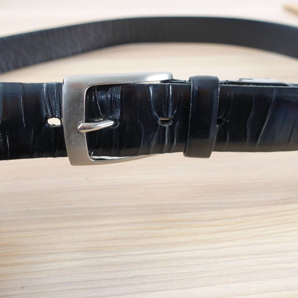 Hilton Belt Mens 36 Black Horse Leather‎ Classic Formal Basic Dress Luxury JAPAN